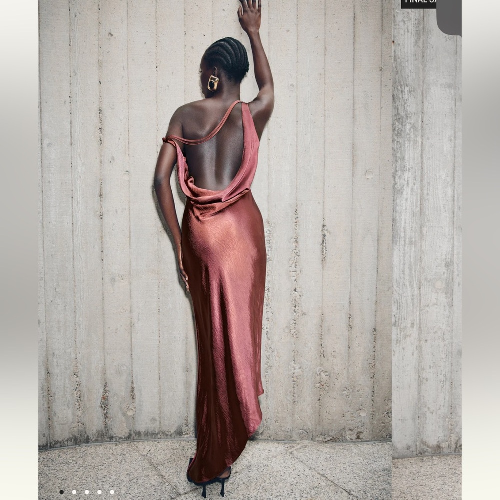 Slip Maxi Dress With Asymmetrical Hem - Brown Cherry